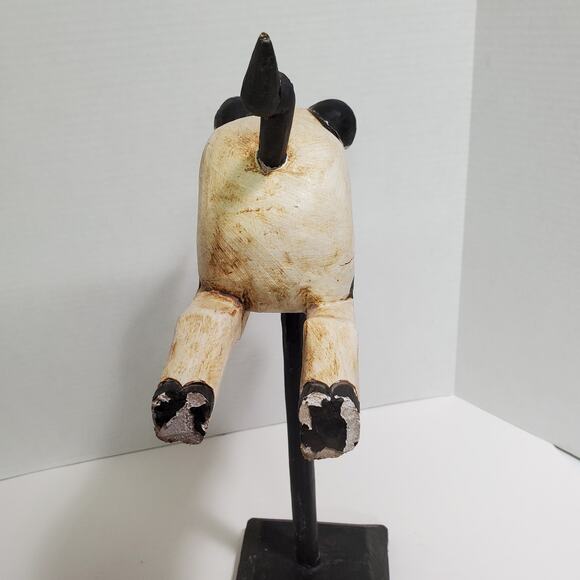 Set of 2 Flying Pig & Cow Jumped Over Moon Carved Wood Figurines Folk Art Vtg? - Picture 12 of 16